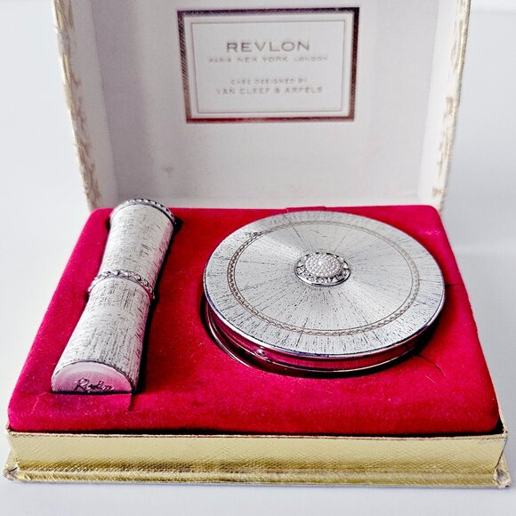 Vintage Van Cleef & Arpels Compact & Lipstick Case for Revlon Silver Plated - Picture 1 of 13